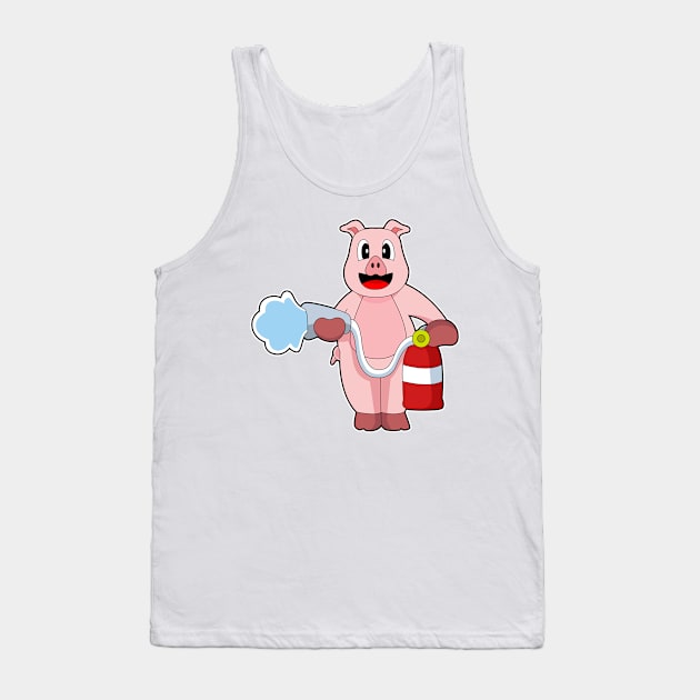 Pig Firefighter Fire hose Tank Top by Markus Schnabel